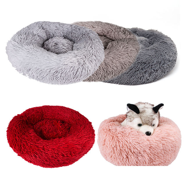 Soft Warm Round Pet Dog Bed Comfy Calming Cushion Mat Cat Washable