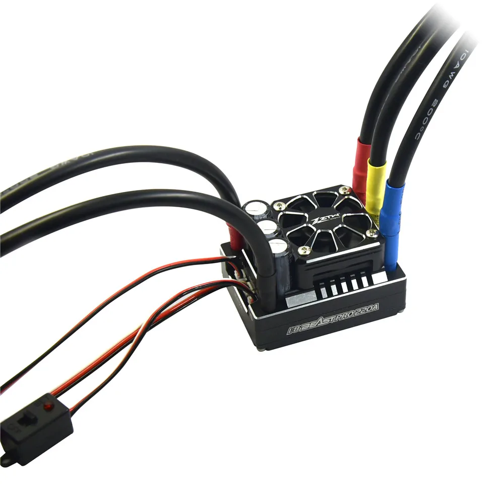 ZTW 1/8 Beast Pro 220A sin escobillas ESC completa caja de aluminio impermeable con 6 V/7,4 V регулируемая 8A BEC