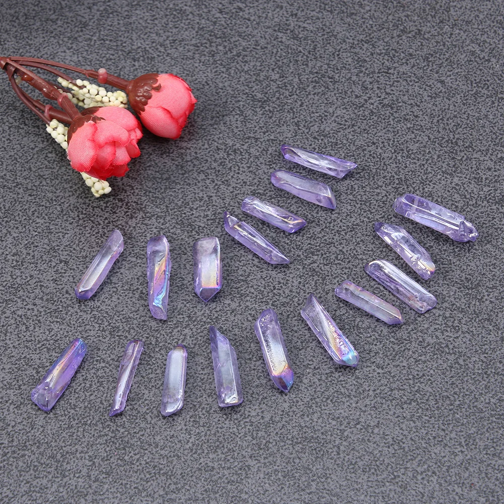 Natural Aura Lemurian Crystal Quartz Stones Point Specimen Healing Pendant