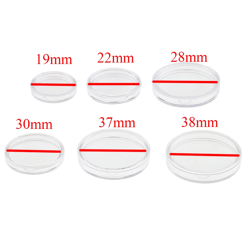 200 22mm Clear Plastic Coin Capsule Holders Coin Display Case Box Collection