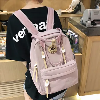 

Waterproof nylon Women Backpack Female Vertical zipper Small schoolbag Leisure Travel Backpack Ring buckle girl's Mochila