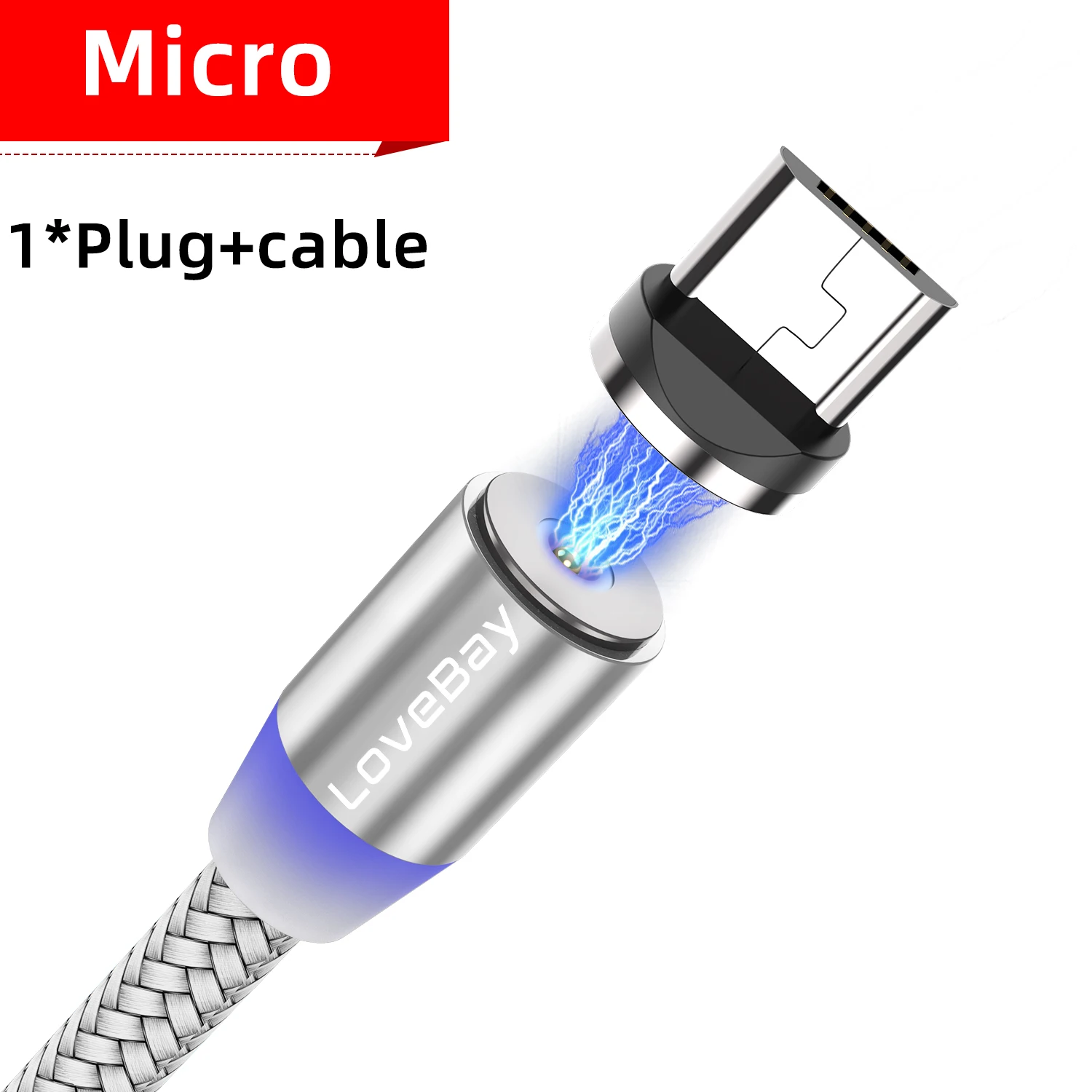 Lovebay Магнитный USB кабель для быстрой зарядки для type C Micro USB шнур Магнит USB кабель для мобильного телефона USB шнур - Цвет: Silver Micro Cable