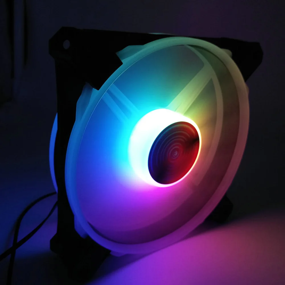 Rainbow Lights RGB Adjustable Color Cooling Fan 120mm LED PC Computer Silent Case Fan Controller VDX99 3