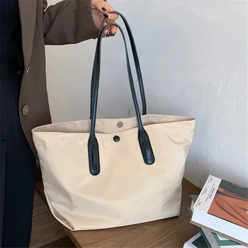 

High Capacity Nylon Women's Handbags 2020 New Ladies Casual Solid Color Shoulder Bag Reusable Women Travel Vacation Shopping Bag