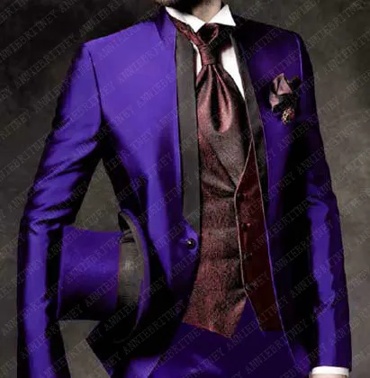 Dark Purple Последний дизайн пальто брюки итальянский черный бордовый узор мужской костюм Slim Fit Skinny 3 шт. смокинг для жениха Выпускной костюм Masculino - Цвет: Dark Purple
