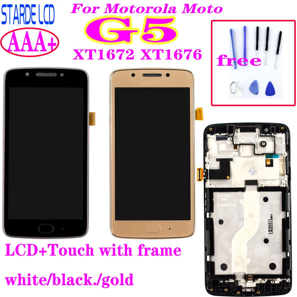 

100% Tested Original LCD Display For Motorola Moto G5 XT1672 XT1676 Touch Screen Digitizer Sensor Glass Panel Assembly Frame