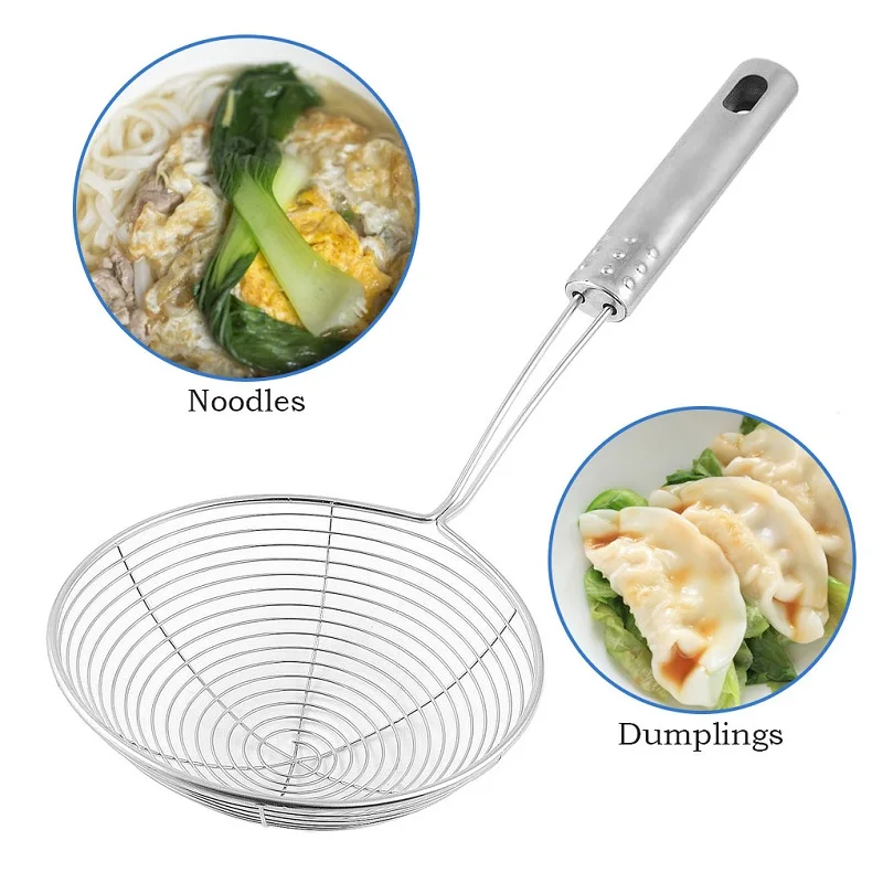 Hot Sale Skimmer  Stainless Steel Cookware Net Conlander Mesh Ladle Fishing Line Leak Spoon Spicy fried Noodle Strainer Tool