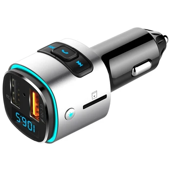 

NEW-Bc41 Car Fm Transmitter Wireless Car Kit Music Player 12V Aux Modulator with Quick Charge Dual USB Port