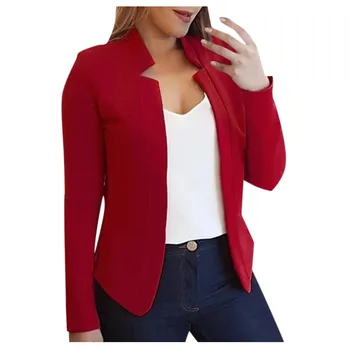 

FREE OSTRICH Soild Women Cardigans Blazer Elegant Office Lady Tops Lapel Plus Size Overcoat Coat Suit Slim Cardigan Mujer
