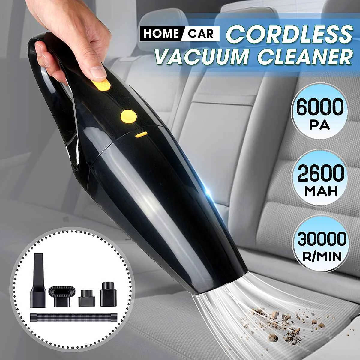 

6000PA 12V 120W Handheld Cordless Car Vacuum Cleaner Wet and Dry Dual Use Dust Collector Auto Portable Cleaner Cleaning Tools