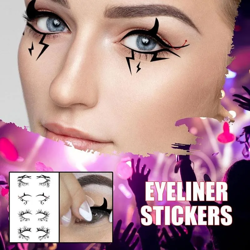 4pc/Set Eye Shadow Tattoo Temporary Tattoos Sticker Women Halloween Party Eye Makeup Stickers Face Waterproof Fake Tatto Art
