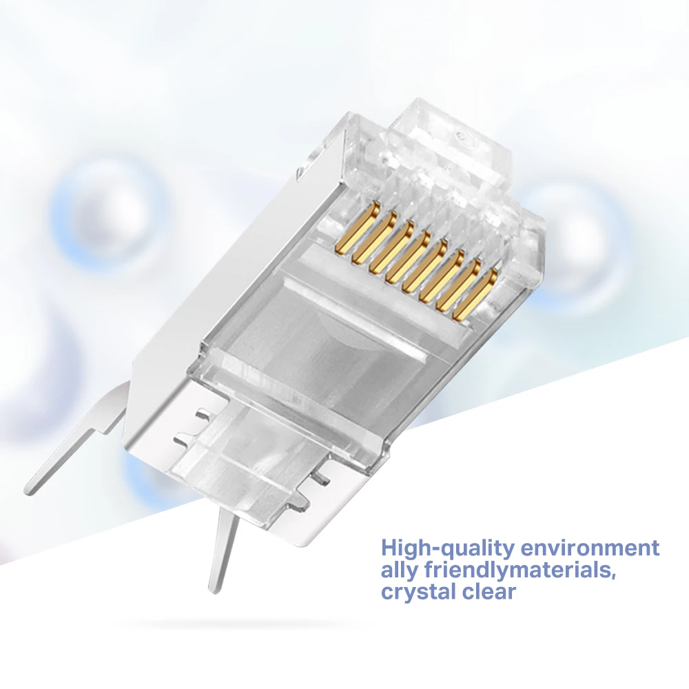 50 шт. Cat7 RJ45 разъем Cat6a STP 8P8C модульный для кабеля Ethernet Позолоченный сети RJ 45