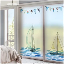 Индивидуальные неклеящиеся электростатические стеклянные пленки для ванной матовые наклейки для балкона декоративные оконные наклейки свежий океан