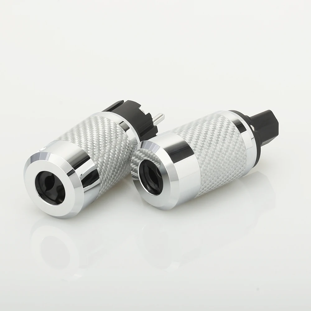 Fibra de Carbono Power para Adaptador de Extensão do Cabo de Alimentação Hifi Áudio Schuko ue Rhodium ac Plug Diy 1 Par - Image 6