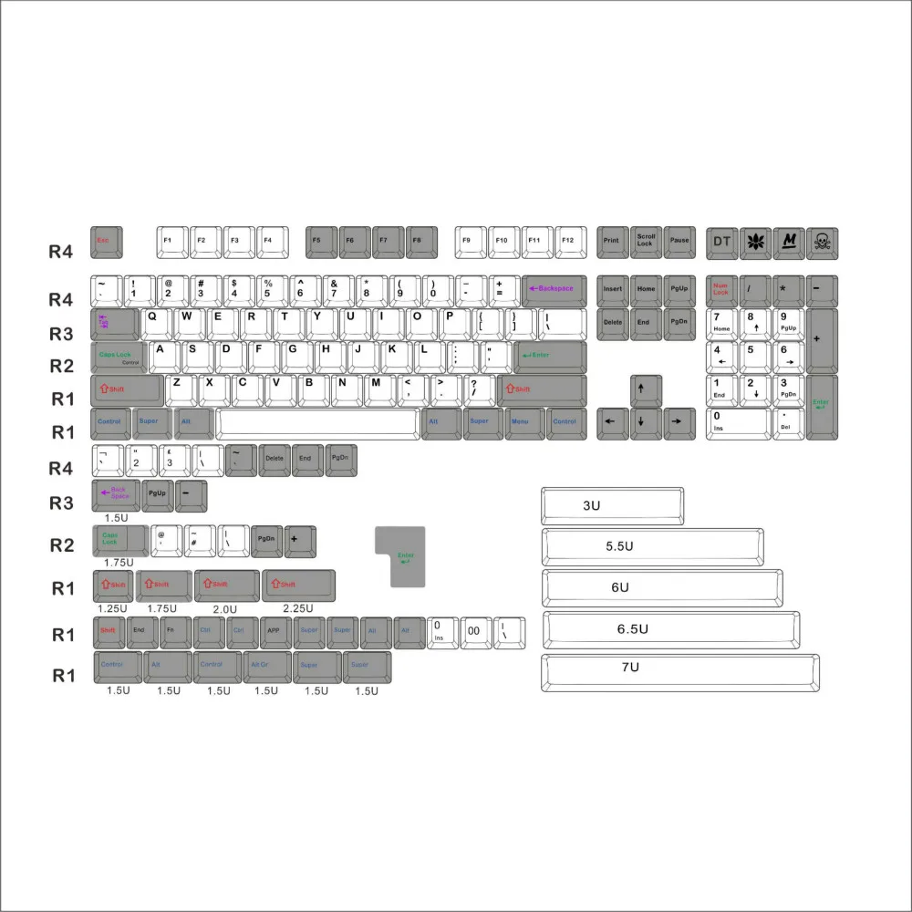 PBT Сублимации Брелки ретро цвет слова механическая клавиатура выделенная оригинальная высота Keycap
