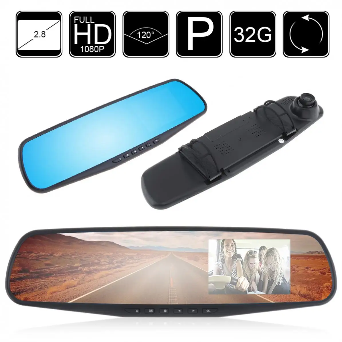 2," 1080 P lcd HD Автомобильная камера, видеорегистратор, зеркало заднего вида, автомобильный видеорегистратор