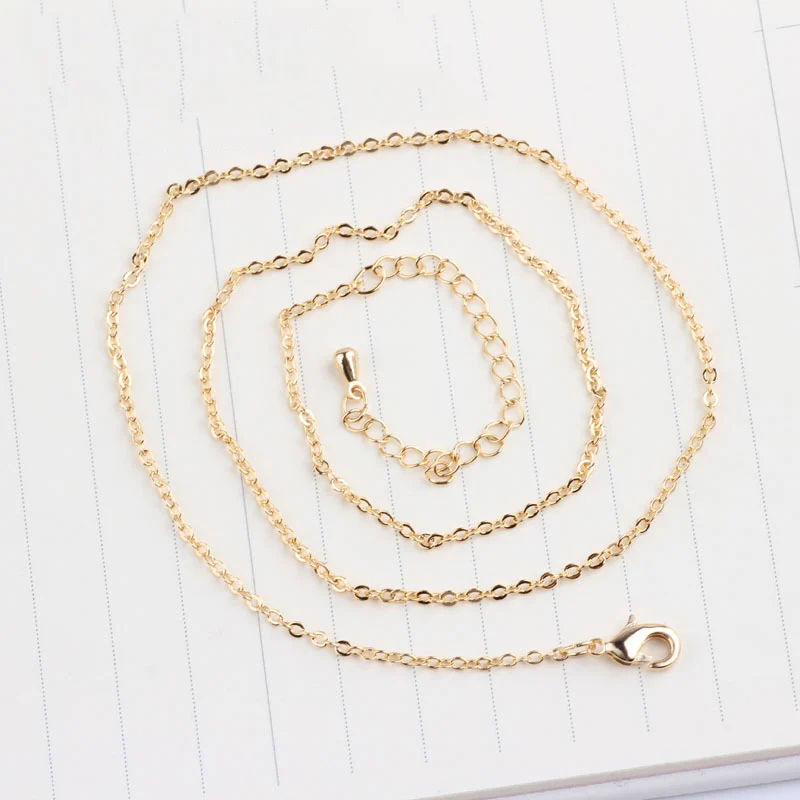 

4PCS Full length 45.5CM,Thickness 0.8-1MM 24K Gold Color Plated Finished Chains Necklace Chains Jewelry Findings