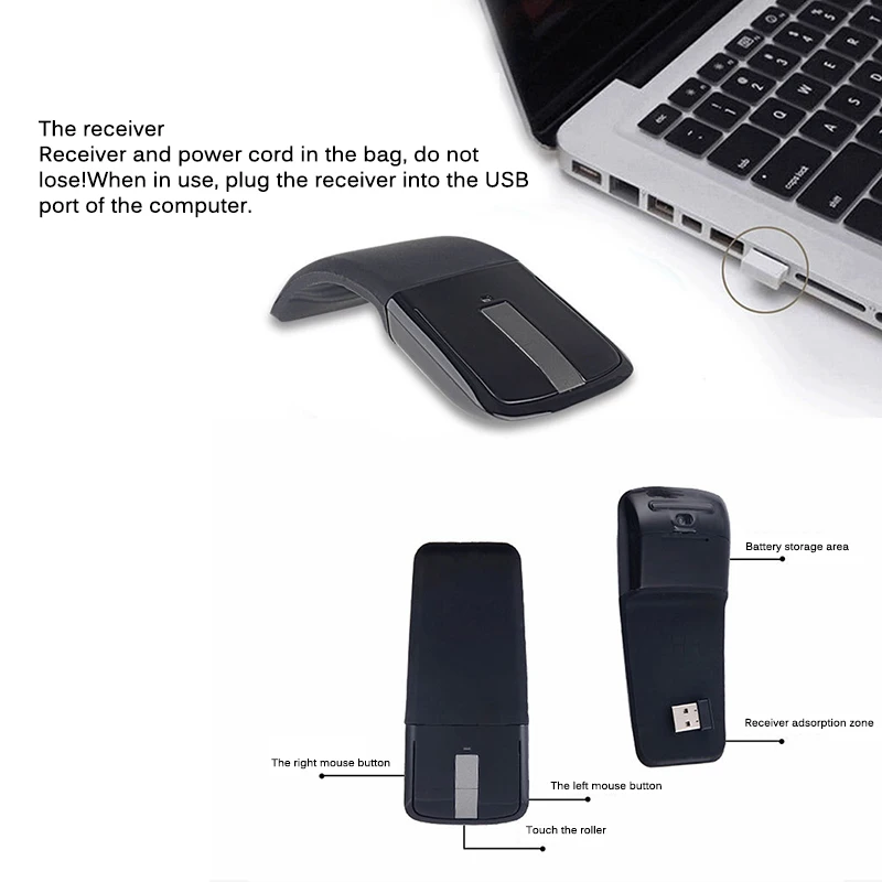 Классная Складная Bluetooth мышь 2,4G, беспроводная оптическая мышь 1000 dpi для microsoft Arc Touch 2 поколения, Bluetooth складная мышь