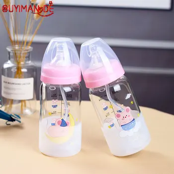 

Creative Transparent Pacifier Glass with Scale Children's Cartoon with Water Glass Creative Children's Straw Bottle Glass