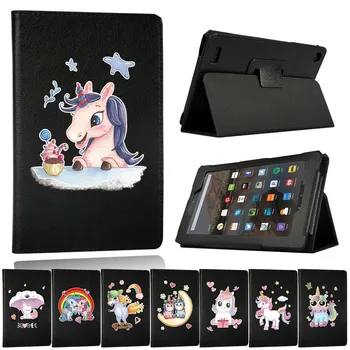 

PU Leather Flip Tablet Case for Amazon Fire 7(5th/7th/9th)/HD 8(6th/7th/8th)/10(5th/7th/9th) Back Support Soft Shell Cover + Pen