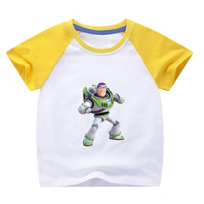 Летняя футболка для девочек Bing Buzz Lightyear, смешная комбинированная цветная футболка с круглым вырезом для детей, Детская футболка с героями мультфильмов одежда для малышей - Цвет: as picture