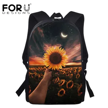 

FORUDESIGNS Pop School Bags for Kids Sunflower Print Backpack Children Mochila Escolar 12/15/16 inch Teenagers Book Bags bolsa