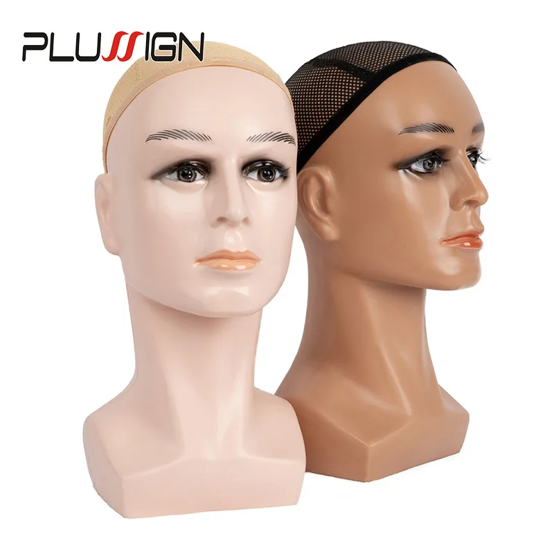 

Male Mannequin Head For Display Wigs Plussign Male Wig Head With Makeup Hat Helmet Glasses Or Masks Display Head Brown Beige