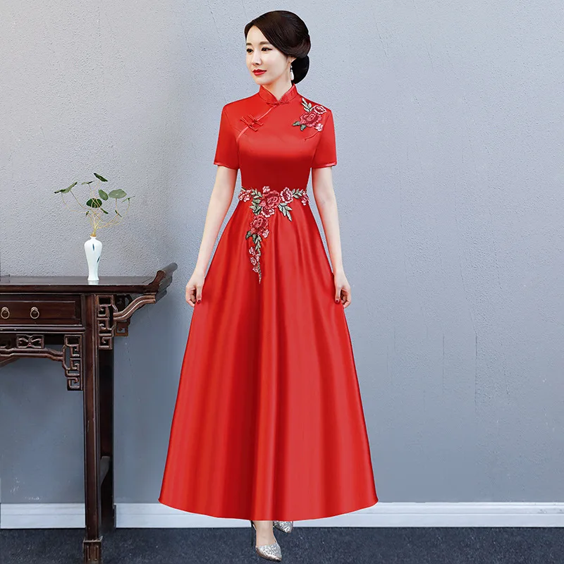 Вечерние Длинные Cheongsam в стиле ретро, сексуальное тонкое платье, свадебное платье в китайском стиле, модная женская одежда, Vestido
