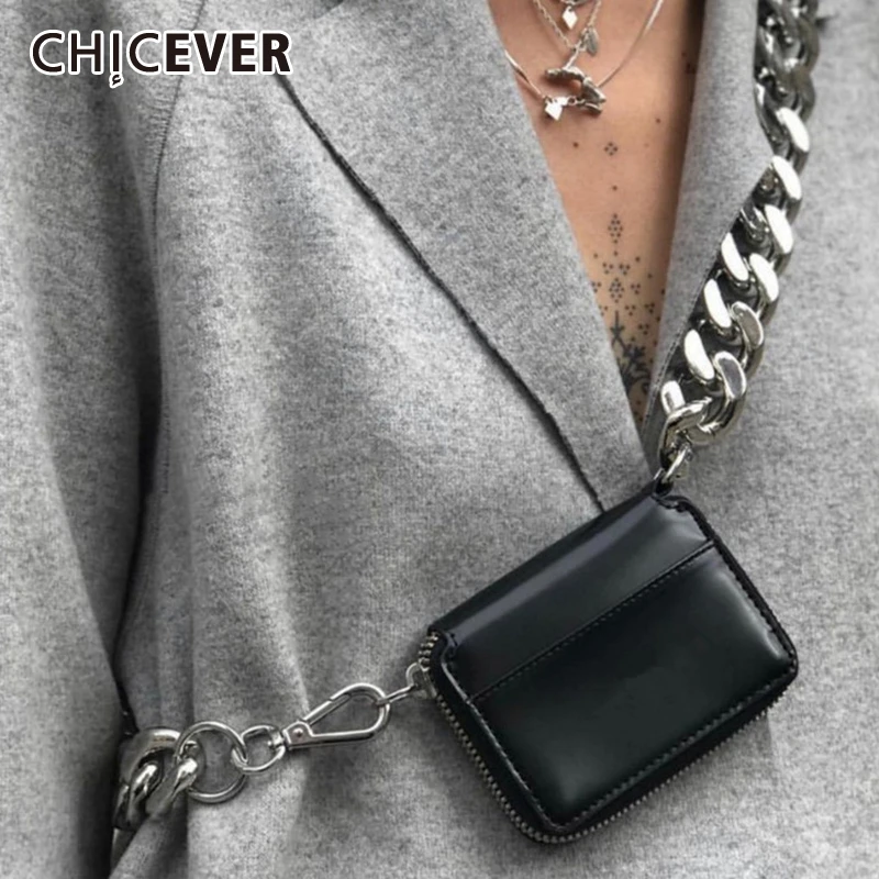 CHICEVER корейская лоскутная женская сумка с металлической цепочкой длинные