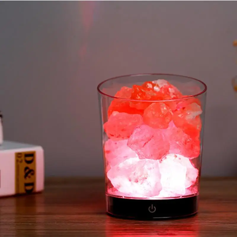 USB хрустальная лампа из гималайской соли, светодиодная лампа, очиститель воздуха, создатель настроения, Крытый теплый свет, настольная лампа, спальня, лава, лампа