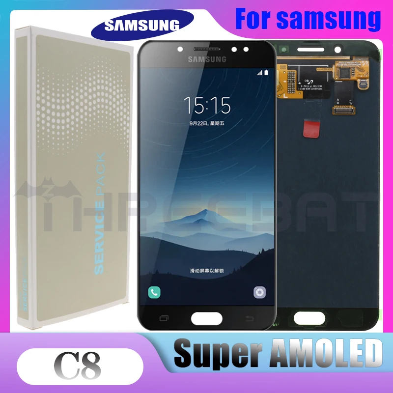Оригинальный ЖК-дисплей 5 дюйма AMOLED C8 для SAMSUNG Galaxy C710F/DS C7100 C710 с сенсорным экраном и