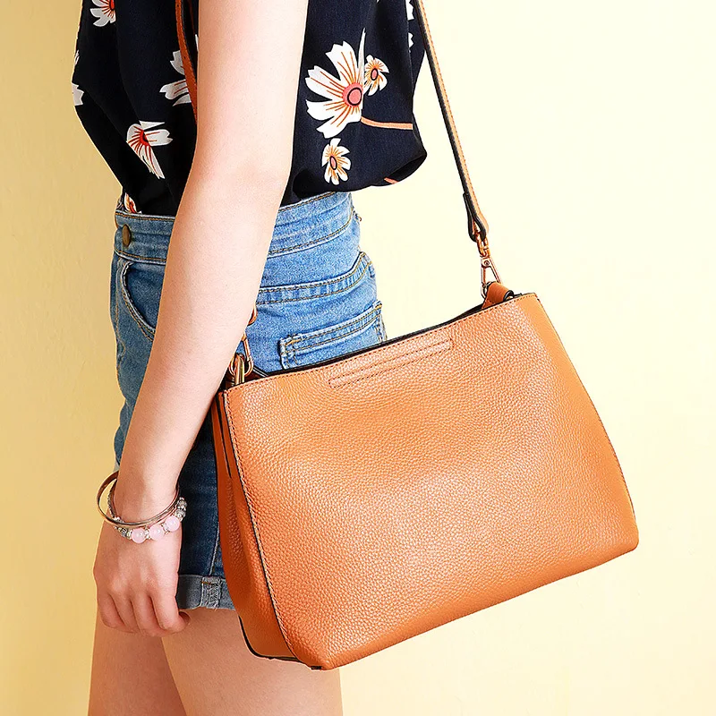 

New Leather Women's Bag Litchi Pattern Leather Bag Portable Women's Shoulder Crossbody Bag