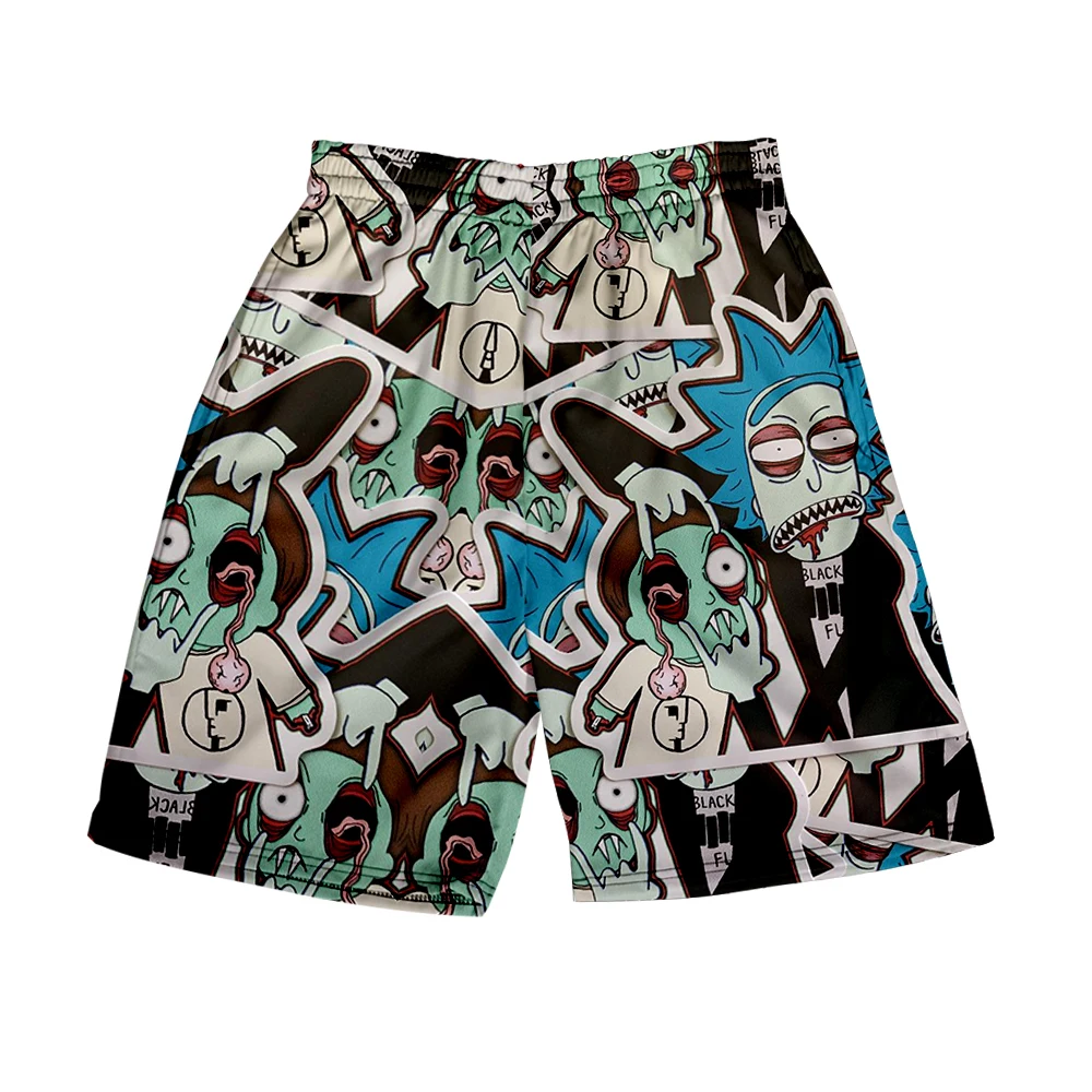Модные Дизайнерские мужские повседневные пляжные шорты Rick And, летние модные спортивные шорты с аниме, мужские шорты для бега, Гавайские шорты с мультяшным рисунком