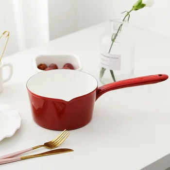 

1L Enamel Pot Milk Pot Single Handle Pot Instant Noodle Pot Baby Food Supplement Pot Soup Pot Induction Cooker Universal Hotpot