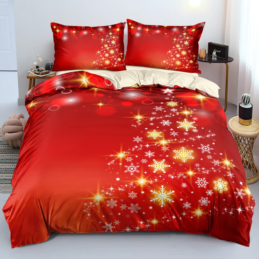 

XMAS Bed Linen 3D Duvet/Quilt/Comforter Cover Pillowcase Set King Queen Full 200x200 Gray Marry Christmas Tree Bedding Sets