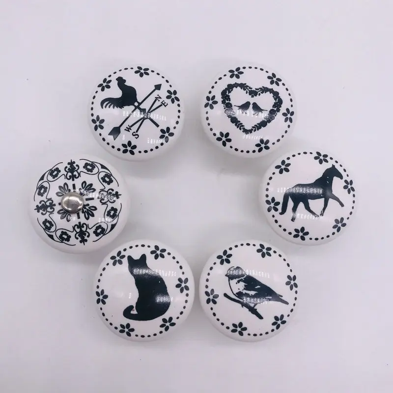 

1pc 38mm Round White Kitchen Drawer Cabinet Door Handle Furniture Knobs Hardware Cupboard Antique Ceramic Door Pull Handle