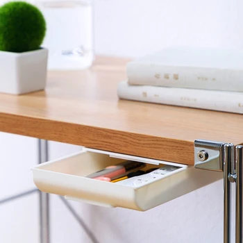 

Under Desk Easy Install Multifunction Self Adhesive Table Pens Mobile Phones Bedroom Rulers Drawer Storage Box Home Organizer