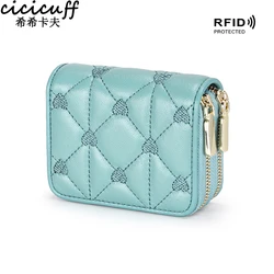 Luxury Brand Women Double-layer Card Holder RFID Short Purse Fashion Genuine Leather Wallet Women's Coin Purse Designer Handbags