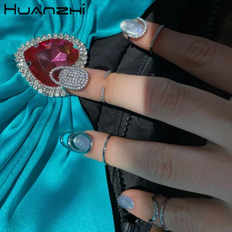 Кольца HUANZHI с инкрустацией на кончик пальца для женщин и девушек модные крутые