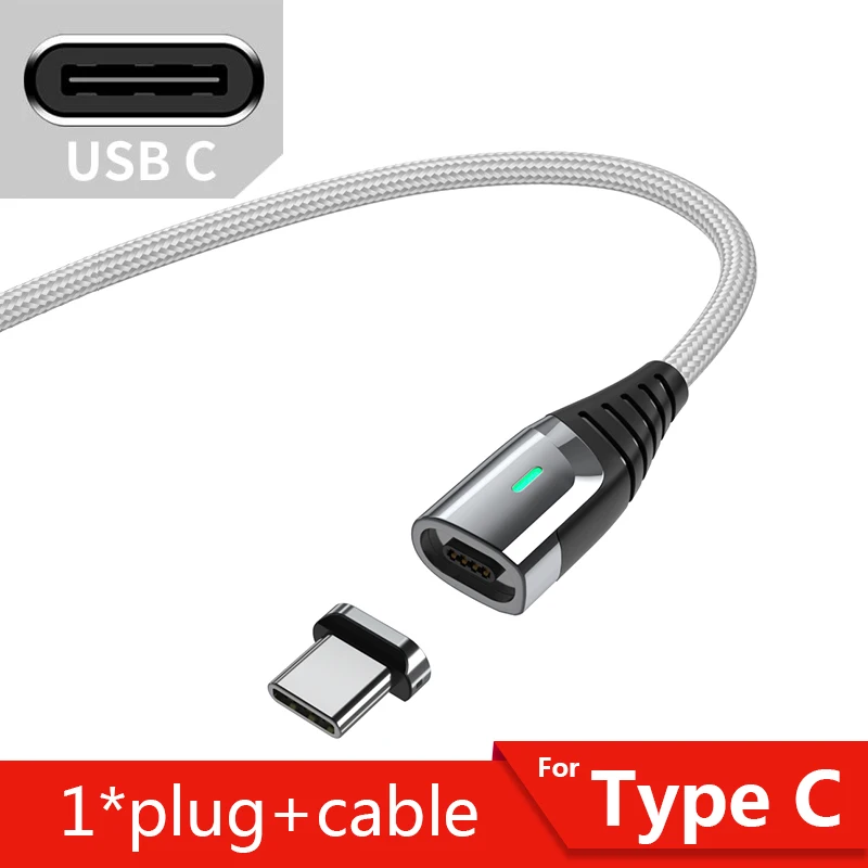 Essager магнитное зарядное устройство Micro USB кабель для iPhone 11 Pro Max провод для быстрой зарядки usb type C type-C магнит кабели для мобильных телефонов - Цвет: Silver Type C Cable