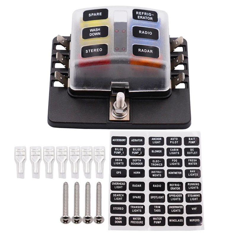 Car Car LED Fuse Box Holder, With Fault Light 12V/30V For Cars And