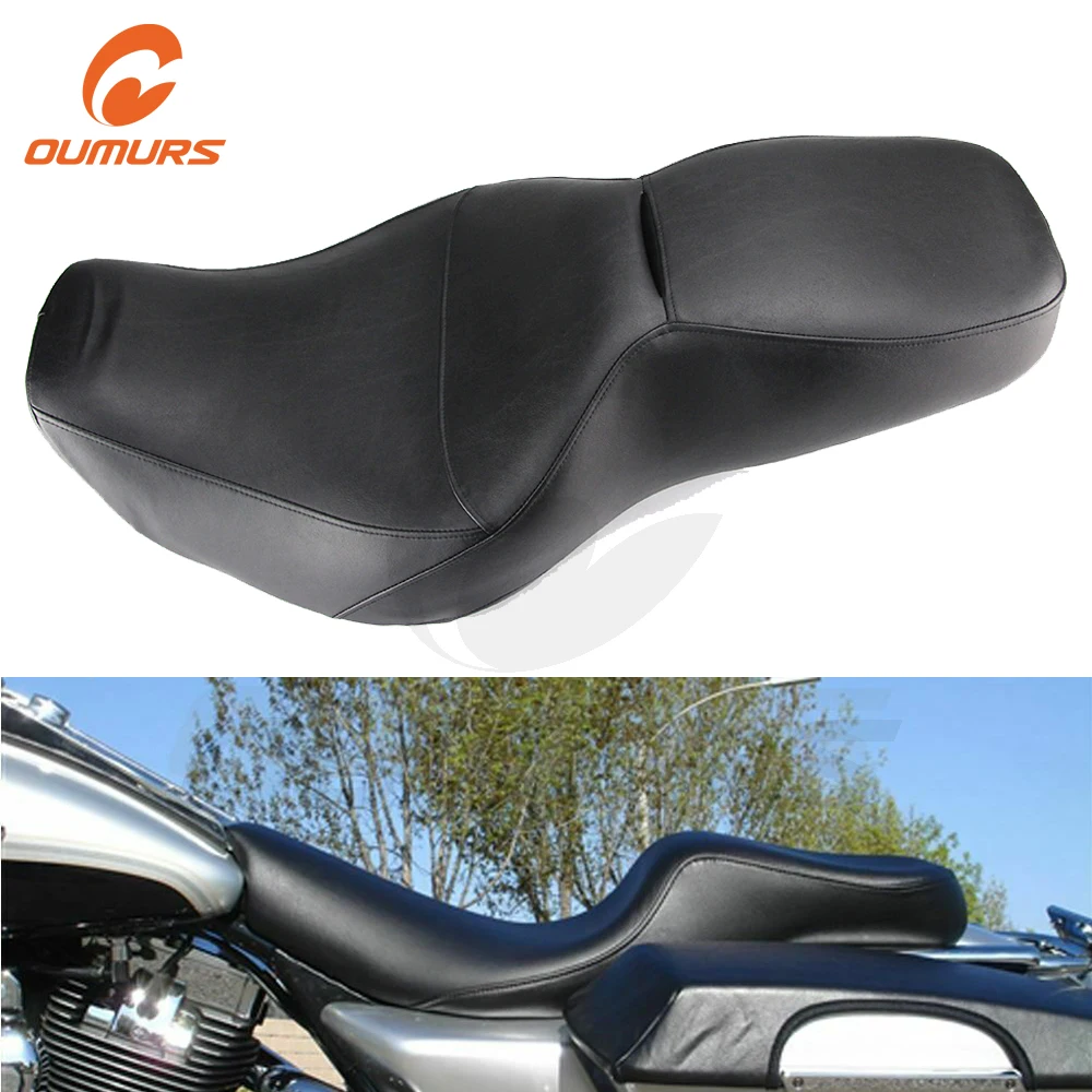 

OUMURS Motorcycle Driver Passenger Two-Up Seat With Backrest Slot Water Resistant Coating For Harley Road King FLHR 1997-2007