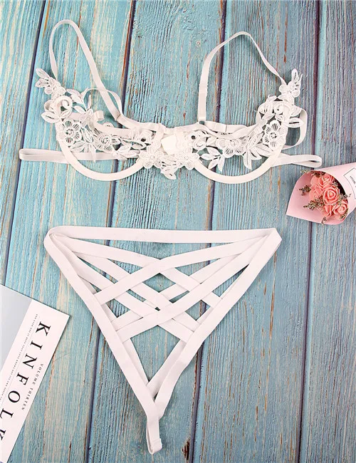 White Bra Set Comeonlover ensemble string soutien gorge бандаж Fantezi Erotik набор с бюстгальтером и трусиками на бретельках сексуальный комплект RI80854 - Цвет: White Bra Set