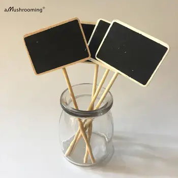 

x6 Mini Chalkboard Cake Toppers- Scroll Fancy Wooden Blackboard Chalkboard Cupcake Signs - Rustic Wedding Decoration Steak Signs
