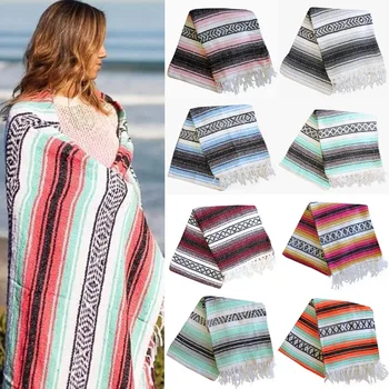 

Mexican blanket geometric tassel style blanket woven tassel beach towel blanket beach blanket picnic mat yoga cotton blanket