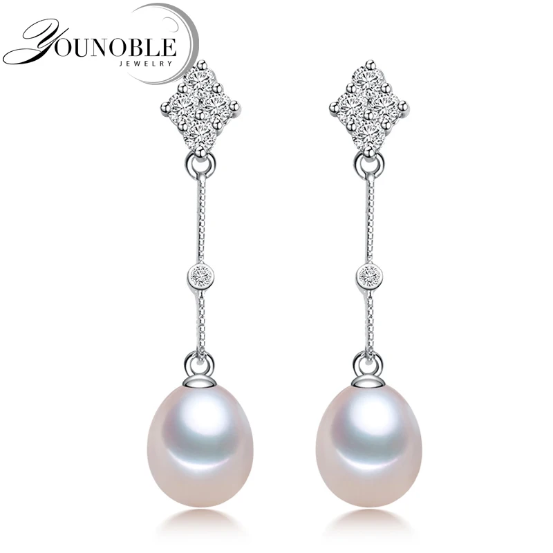Настоящее серебро 925, черные жемчужные серьги для женщин, свадебные белые серьги из натурального пресноводного жемчуга, подарок для девушек - Цвет камня: white pearl earring