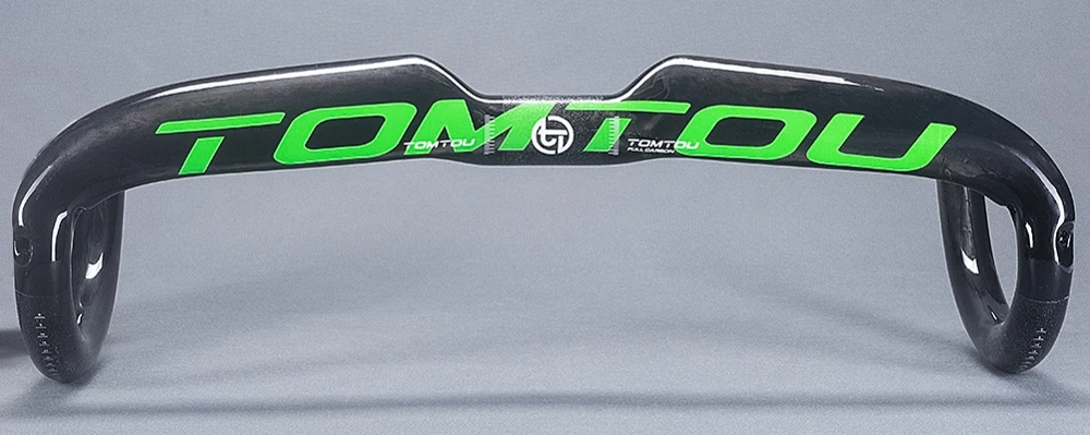 TOMTOU Carbon Fibre Road Bicycle Handlebar+ Seat Tube+ Stem Carbon Aero Handlebar Sets Bike Parts Glossy Green- TS4T15