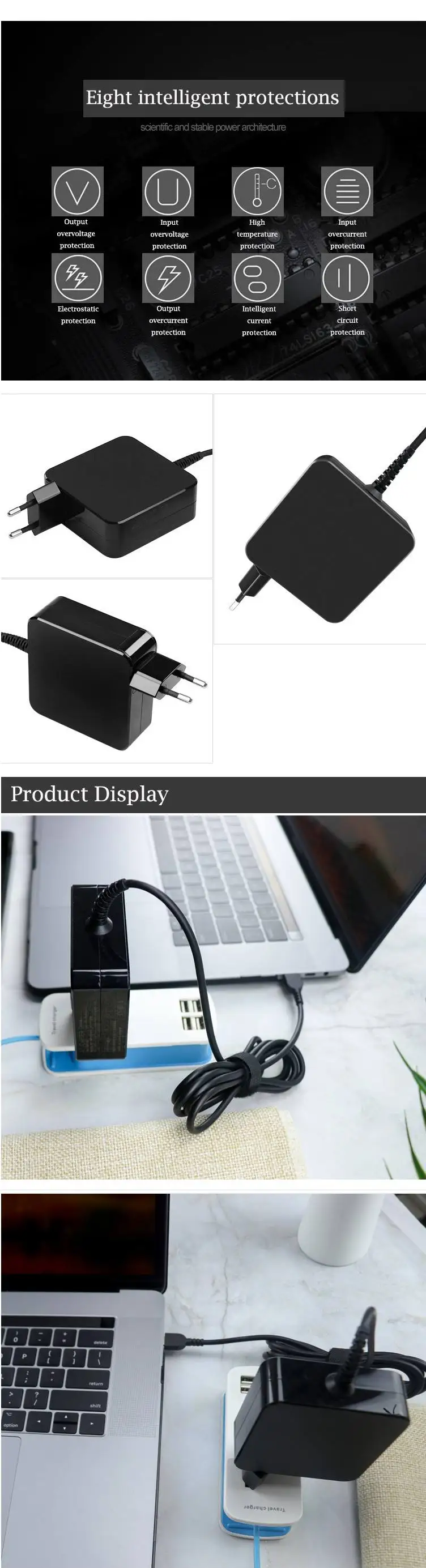 LEORY EU/US/UK Plug 65w 20V 3A type-c PD быстрое зарядное устройство USB C адаптер питания для ноутбука DELL
