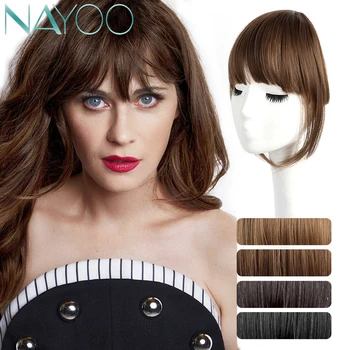 

Nayoo Synthetic Hair Brown Clip On Bangs Hairpieces for Women Bangs Clip In Hair Extensions Synthetic High Temperature Fiber
