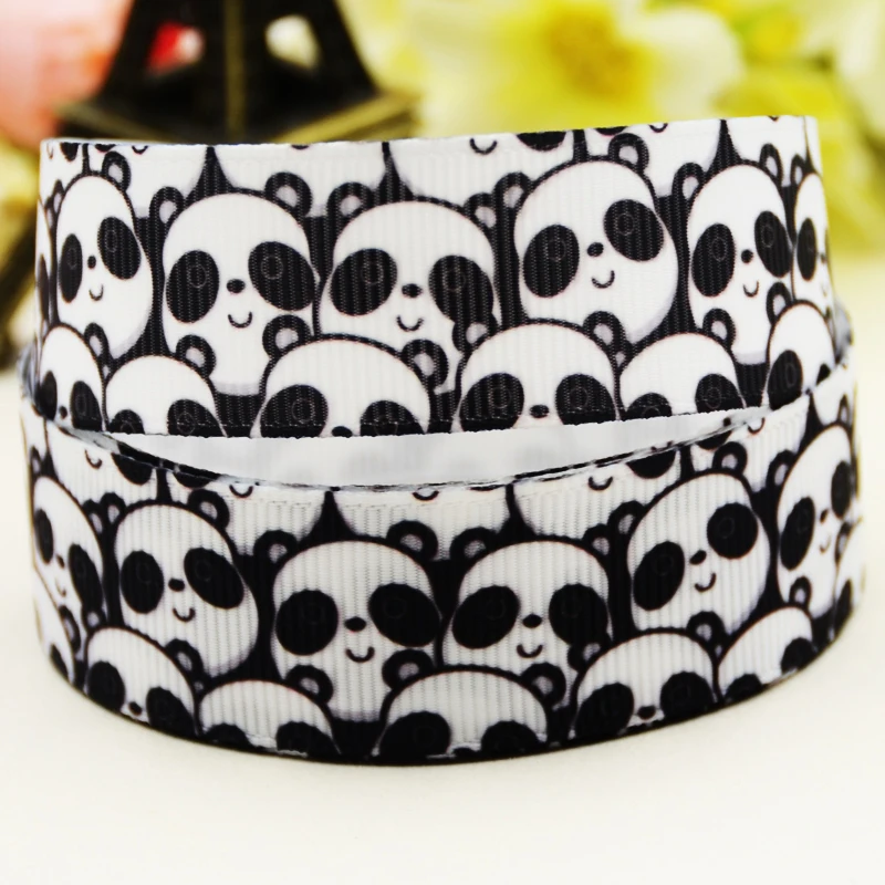 22mm 25mm 38mm 75mm Panda Cartoon Printed Grosgrain Ribbon Party Decoration 10 Yards X03303